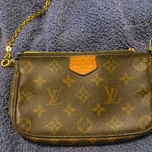 Louis Vuitton Brown and Gold Pochette Bag double collection